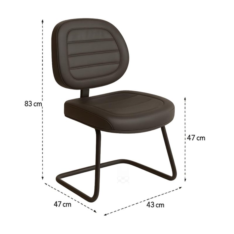 Cadeira Executiva Costurada Base em “S” PRETA – Corino Preto – 31014 Kairós Office Cadeiras Fixas 7
