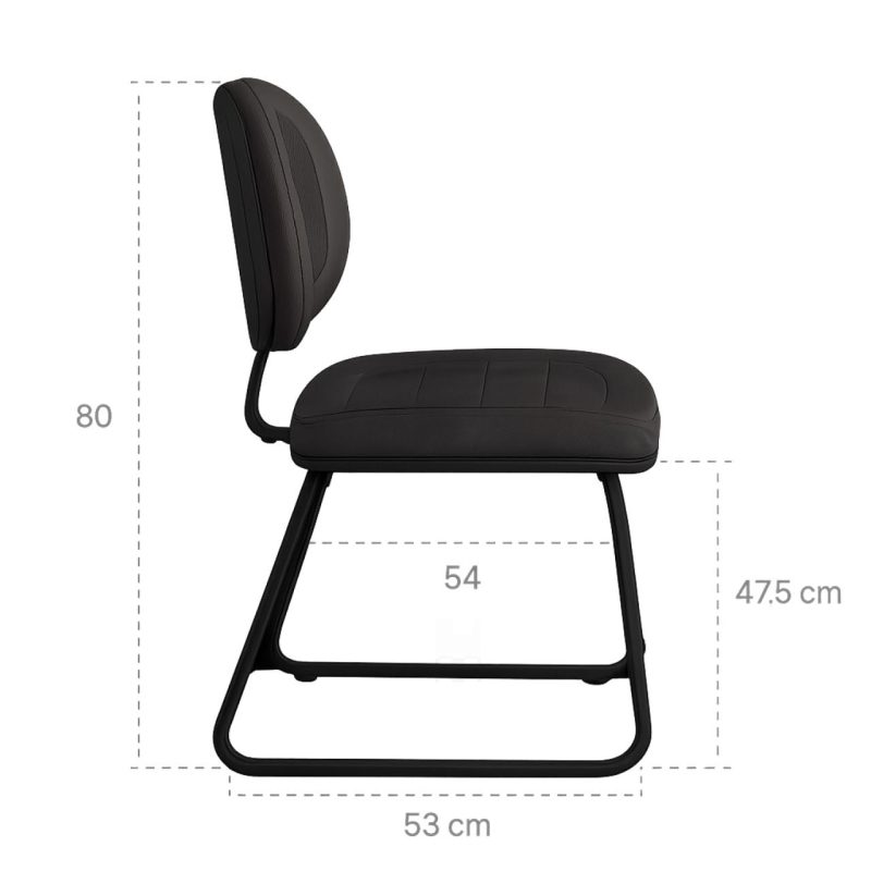 Cadeira Executiva Costurada Base Trapézio – Corino Preto – 31031 Kairós Office Cadeiras Fixas 6