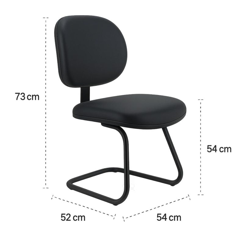 Cadeira Executiva LISA Base em “S” – Corino Preto – 31013 Kairós Office Cadeiras Fixas 5