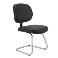 Cadeira Executiva LISA Base em "S" CROMADA - Corino Preto - 31015