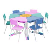 Conjunto HEXAGONAL Mesas e Cadeiras – 02 A 06 anos – INFANTIL 41006 KAIRÓS OFFICE Infantil