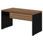 Mesa de Escritório 1,50×0,60m Sem Gavetas NOGAL SEVILHA/PRETO – 21472 KAIRÓS OFFICE Linha 40 mm 8