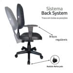 Cadeira Diretorzinha Back System Costurado C/ Braços Reguláveis – Cor Preto 32996 KAIRÓS OFFICE Diretorzinha 9