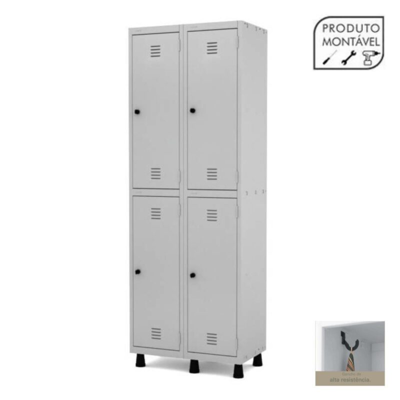 Armário Roupeiro de Aço com 04 PORTAS GRANDES – 1,93×0,69×0,40m – CZ/CZ – PANDIN – 10002 Kairós Office Roupeiro de Aço 3