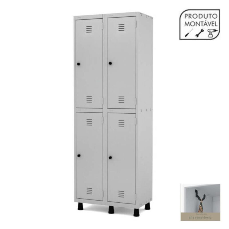 Armário Roupeiro de Aço com 04 PORTAS GRANDES – 1,93×0,69×0,40m – CZ/CZ – PANDIN – 10002 KAIRÓS OFFICE Roupeiro de Aço 3