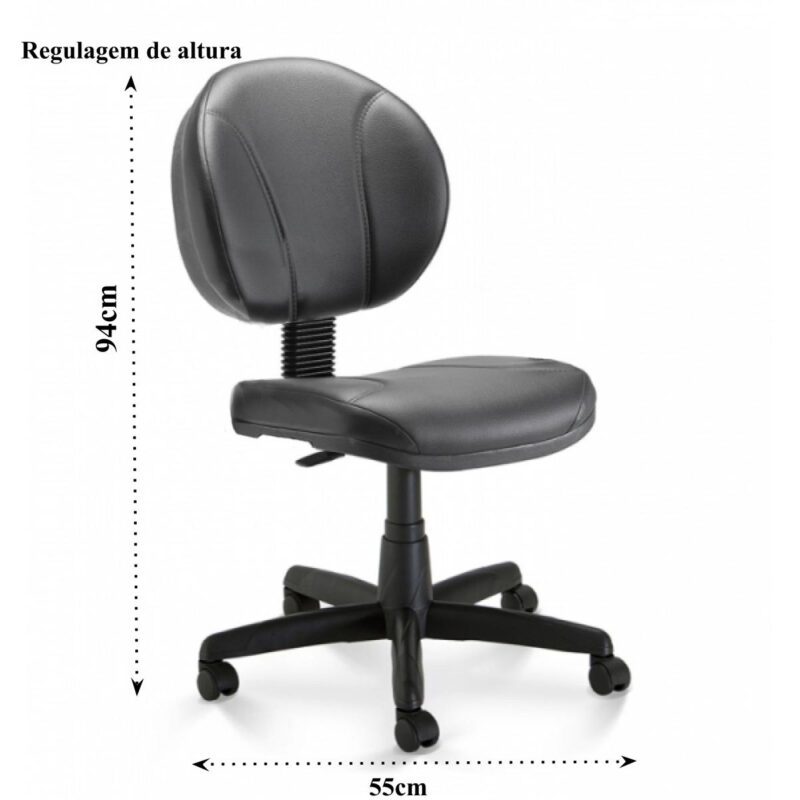 Cadeira Executiva PLUS COSTURADA s/ Braços – CORINO – COR PRETO 32979 KAIRÓS OFFICE Executiva 4