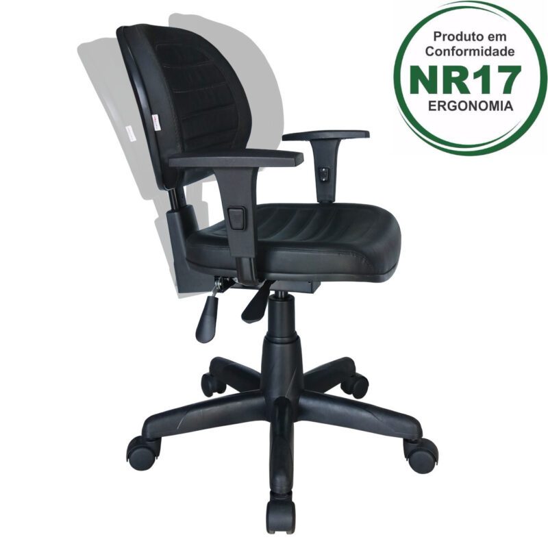 Cadeira Executiva Back System COSTURADA com Braços Reguláveis – Cor Preta – 31008 Kairós Office Executiva 2