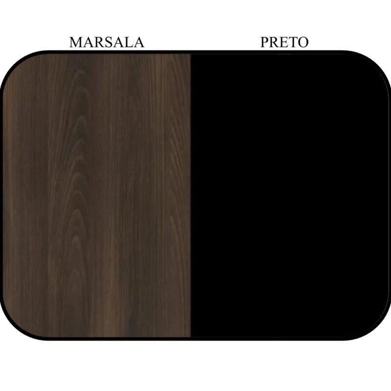 Mesa de Reunião Redonda c/ Caixa de Tomadas -1,10×1,10×0,74m – MARSALA/PRETO – 21440 KAIRÓS OFFICE Linha 30 mm 5