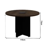 Mesa de Reunião Redonda c/ Caixa de Tomadas -1,10×1,10×0,74m – MARSALA/PRETO – 21440 Kairós Office Linha 30 mm 7