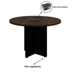 Mesa de Reunião Redonda c/ Caixa de Tomadas -1,10×1,10×0,74m – MARSALA/PRETO – 21440 Kairós Office Linha 30 mm 8