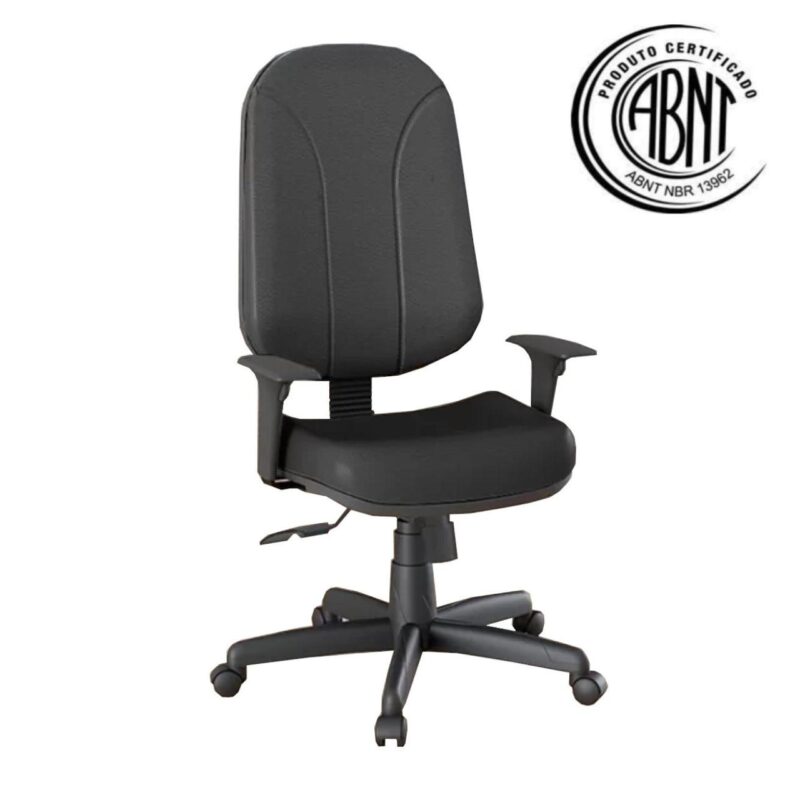 Cadeira de Escritório Presidente PLUS com Braços Reguláveis – CORINO PRETO 32975 KAIRÓS OFFICE Presidente 3