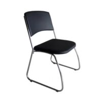 Cadeira Interlocutor Level Cromada – Cor Preto – (EMPILHÁVEL) 32995 KAIRÓS OFFICE Cadeiras Fixas