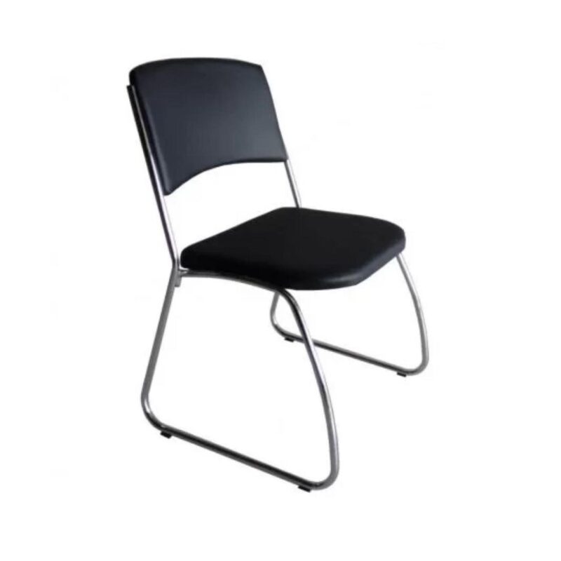 Cadeira Interlocutor Level Cromada – Cor Preto – (EMPILHÁVEL) 32995 KAIRÓS OFFICE Cadeiras Fixas 2
