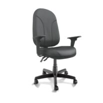 Cadeira Presidente PLUS BACK SYSTEM Baixa Costurada c/ Braços Reguláveis – Corino Preto 32974 Kairós Office