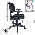 Cadeira Executiva Back System Lisa c/ Braços reguláveis – Cor Preta 31006 KAIRÓS OFFICE Executiva 9