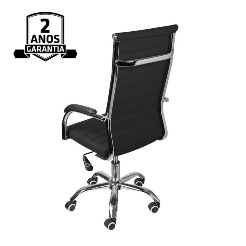 Cadeira de Escritório Florença Giratória – Base Cromada – COR PRETO 31089 KAIRÓS OFFICE Presidente 4