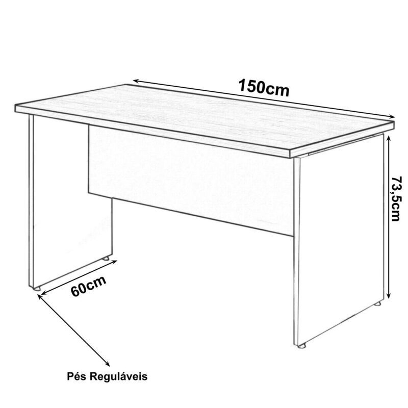 Mesa Escritório 1,50×0,60m – S/ Gavetas MARSALA / PRETO – 23472 KAIRÓS OFFICE Linha 30 mm 3