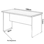 Mesa Escritório 1,50×0,60m – C/ 02 Gavetas MARSALA / PRETO – 23473 Kairós Office Linha 30 mm 9