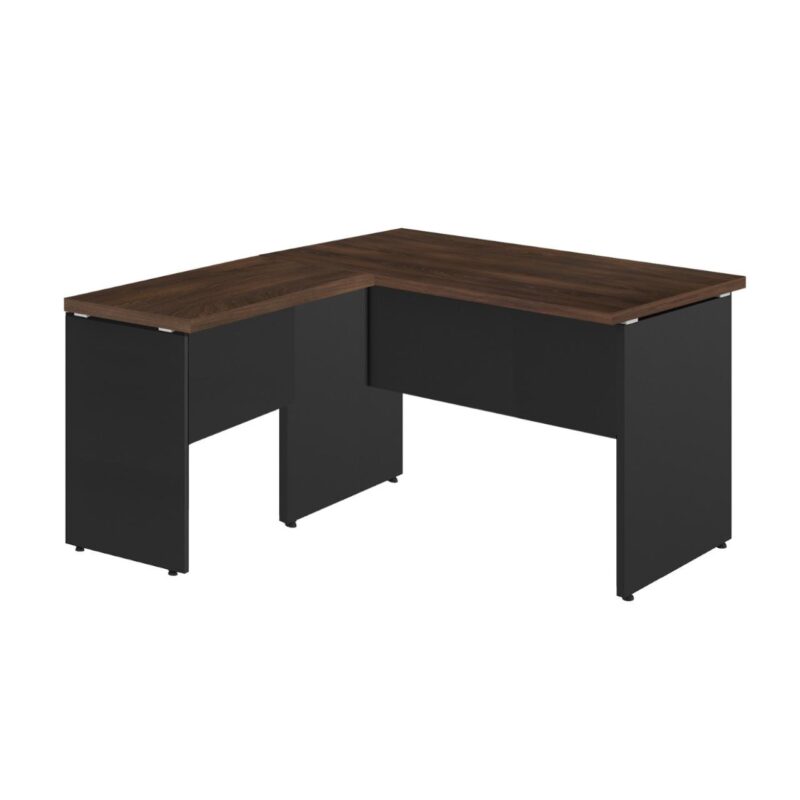 Mesa em “L” (Mesa 1,50m + Mesa Auxiliar) – S/ GAVETAS MARSALA / PRETO – 23476 KAIRÓS OFFICE Linha 30 mm 3