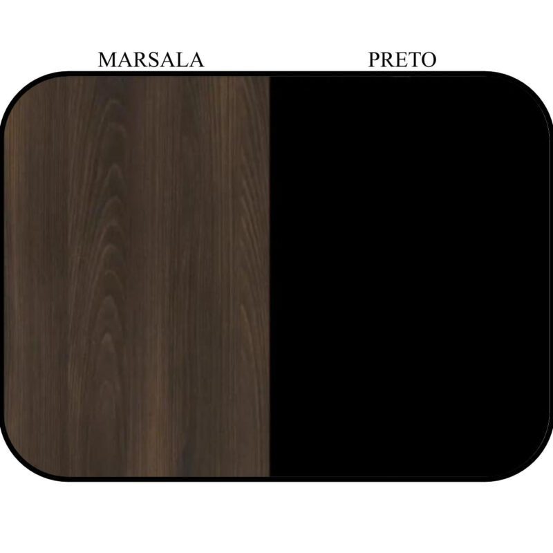 Mesa Escritório em “L” – 1,50×1,50m (Extensível) – com Armário Misto (03 Gav.) MARSALA/PRETO – 23482 Kairós Office Linha 30 mm 6