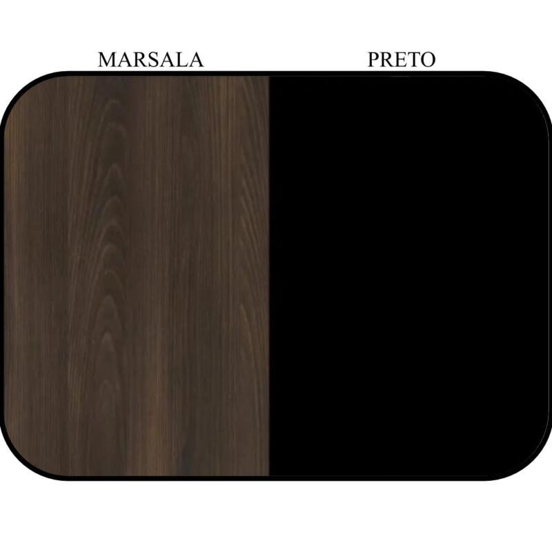 Mesa Escritório em “L” – 1,50×1,50m (Extensível) – com Armário Misto (03 Gav.) MARSALA/PRETO – 23482 KAIRÓS OFFICE Linha 30 mm 6