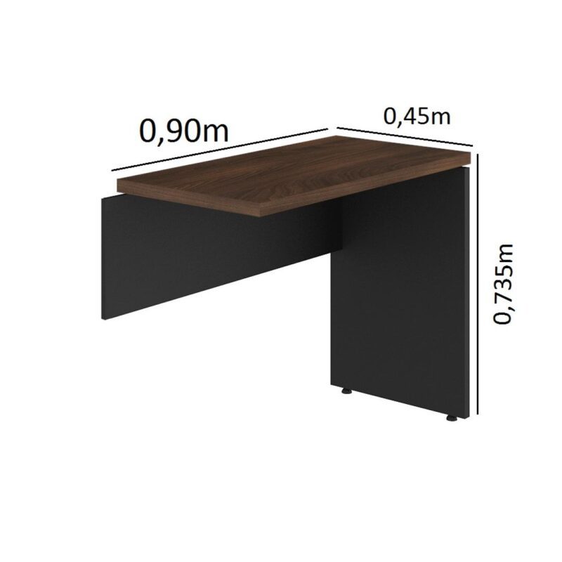 Mesa AUXILIAR SIMPLES 30mm – 0,90×0,45m MARSALA / PRETO – 51016 Kairós Office Linha 30 mm 3