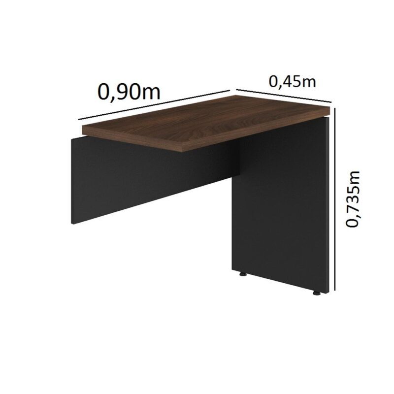 Mesa AUXILIAR SIMPLES 30mm – 0,90×0,45m MARSALA / PRETO – 51016 KAIRÓS OFFICE Linha 30 mm 3