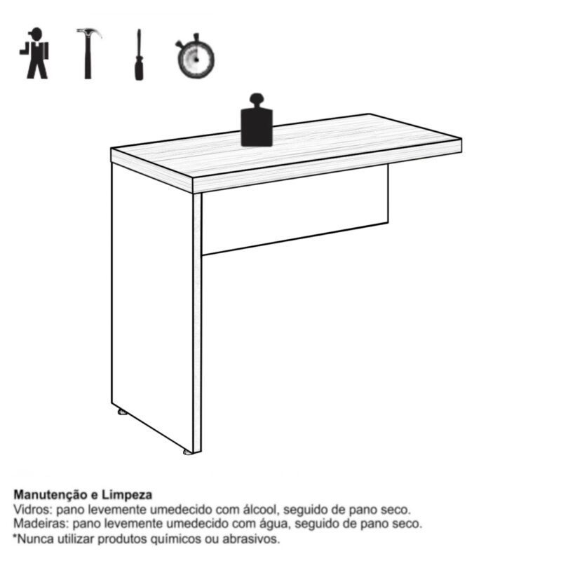 Mesa AUXILIAR SIMPLES 30mm – 0,90×0,45m MARSALA / PRETO – 51016 Kairós Office Linha 30 mm 4
