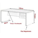 Mesa Escritório 1,20×0,60m – C/ 02 Gavetas MARSALA / PRETO – 23471 Kairós Office Linha 30 mm 8