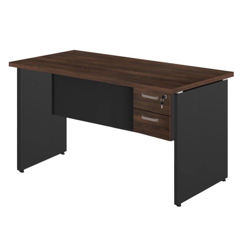 Mesa Escritório 1,70×0,60m – C/ 02 Gavetas MARSALA / PRETO – 23475 KAIRÓS OFFICE Linha 30 mm 2