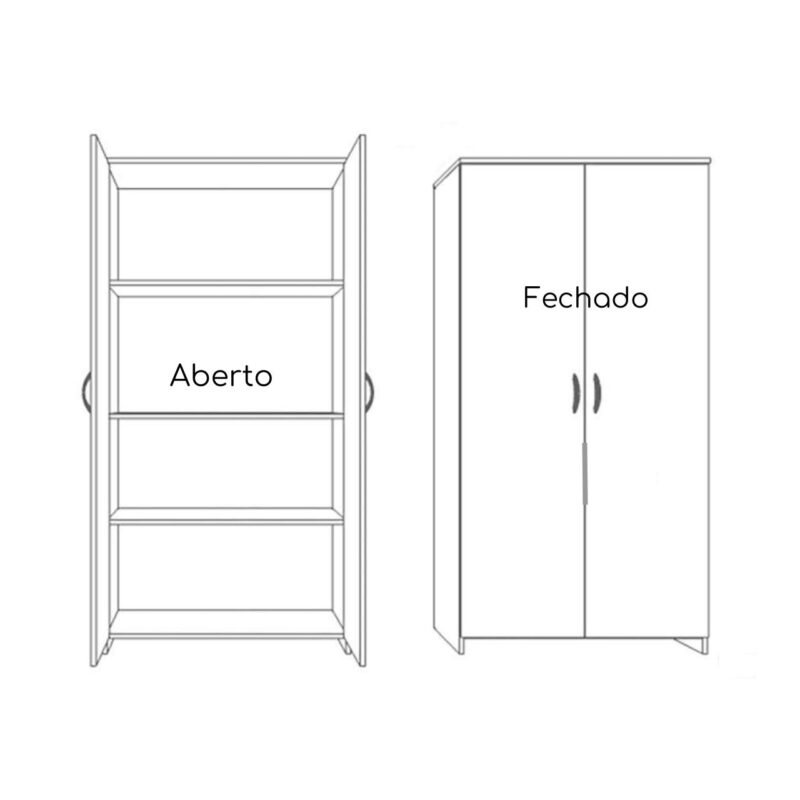 Armário Alto Fechado com 02 Portas – 1,59X0,80X0,42m – PMD – AZUL/CZ – 44102 KAIRÓS OFFICE Linha 15 mm 5