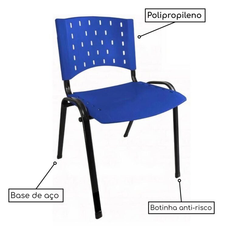 Kit 10 Cadeiras Plásticas 04 pés – COR AZUL – 24003 KAIRÓS OFFICE Plástica 3