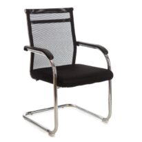 Cadeira Interlocutor Tela DUBAI (Fixa) base Cromada – PMD – Cor Preto – 31018 KAIRÓS OFFICE Cadeiras Fixas