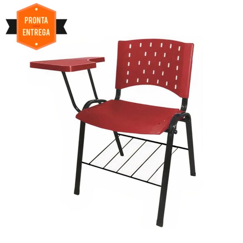 Cadeira Universitária PRANCHETA PLÁSTICA com Porta Livros – Cor Vermelho 32020 Kairós Office Carteira Escolar 5