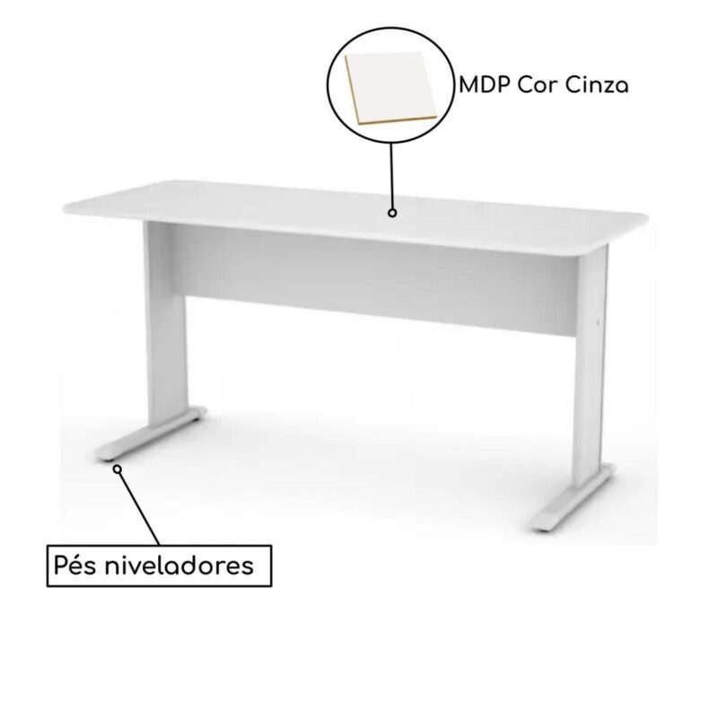 Mesa Escritório 1,20×0,60m – c/ Gavetas CINZA/CINZA – 43084 KAIRÓS OFFICE Linha 15 mm 4