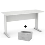 Mesa Escritório 1,52×0,62m com GAVETAS CINZA/CINZA – 43082 Kairós Office JOB Cinza 15 mm 6