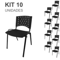 Kit 10 Cadeiras Plásticas 04 pés – COR PRETO – 24001 KAIRÓS OFFICE Plástica