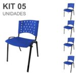 Kit 05 Cadeiras Plásticas 04 pés – COR AZUL – 24002 KAIRÓS OFFICE Plástica 6