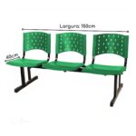 Cadeira Longarina PLÁSTICA 03 Lugares – Cor VERDE – Realplast – 33069 Kairós Office Longarinas 6