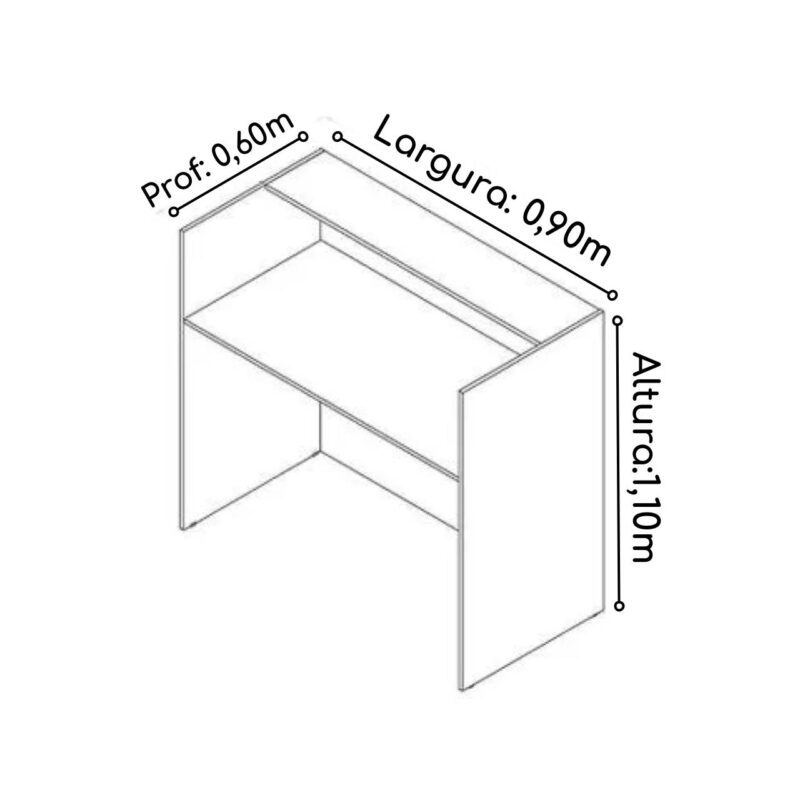 Balcão de Atendimento 0,90×0,60m – S/ Gavetas Cor Branco – 63095 KAIRÓS OFFICE Linha 15 mm 4