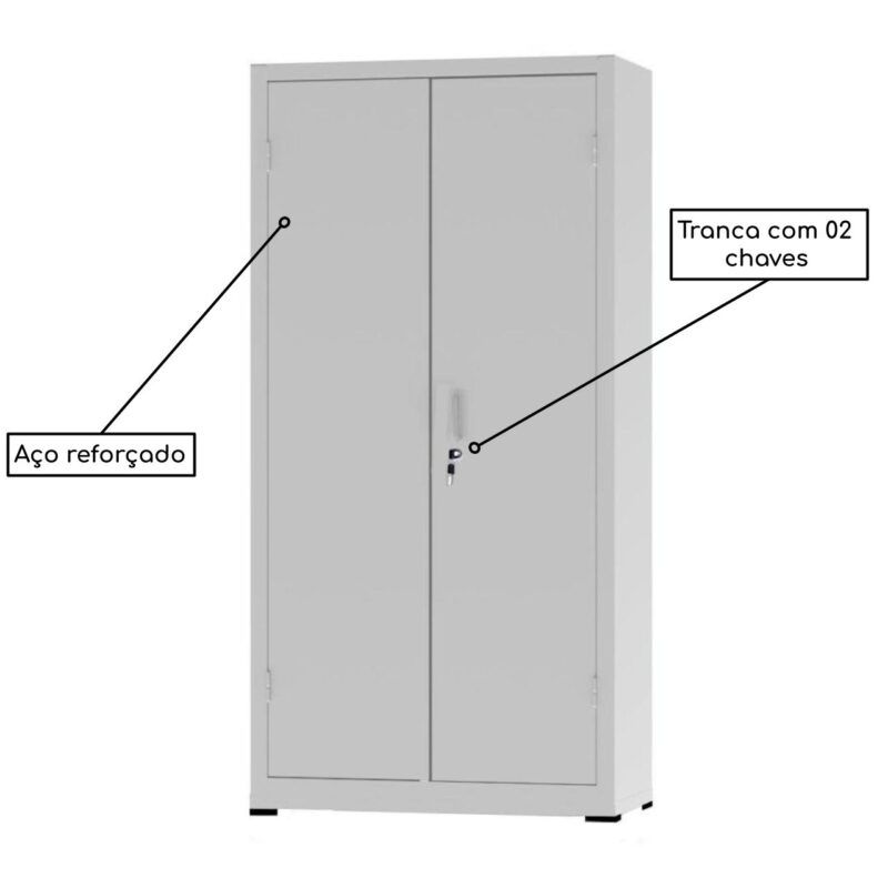 Armário de Aço PA 80 #26 1,98×0,80×0,40m – NOBRE – CZ/CZ – 12131 KAIRÓS OFFICE Armário de Aço 3