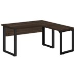 Mesa em L com PÉ QUADRO (Mesa 1,70m + Mesa Auxiliar) – S/ Gavetas MARSALA/PRETO – 25478 KAIRÓS OFFICE Linha 30 mm 6