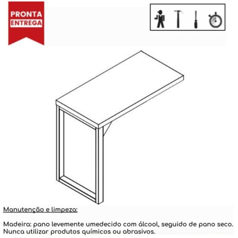 Mesa AUXILIAR SIMPLES PÉ QUADRO 0,90m MARSALA/PRETO – 25419 KAIRÓS OFFICE Linha 30 mm 3