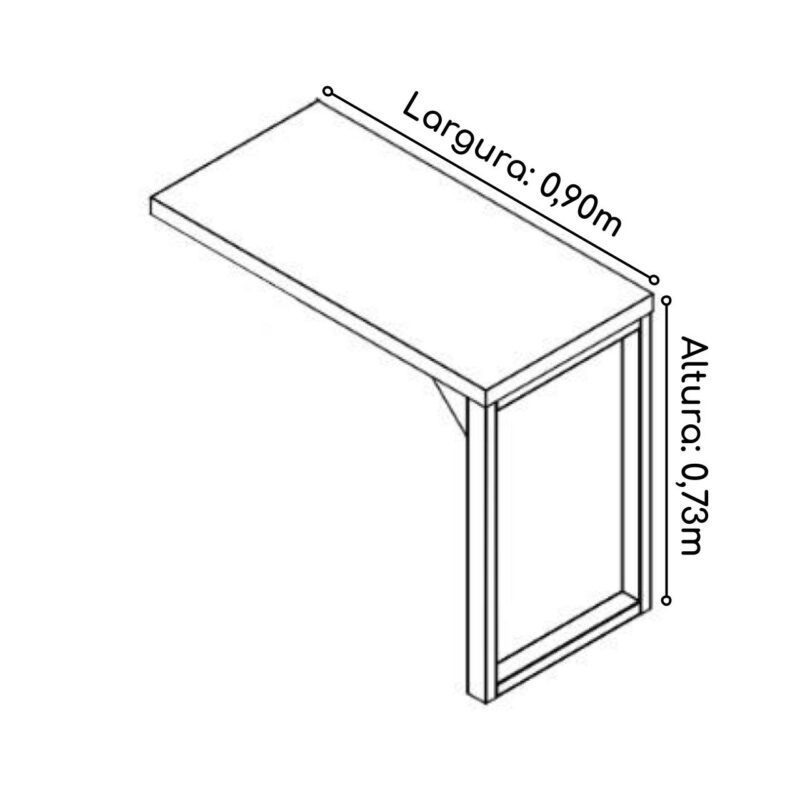 Mesa AUXILIAR SIMPLES PÉ QUADRO 0,90m NOGAL SEVILHA / PRETO – 24419 KAIRÓS OFFICE Linha 40 mm 4