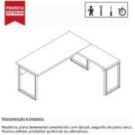 Mesa em L com PÉ QUADRO (Mesa 1,70m + Mesa Auxiliar) – S/ Gavetas MARSALA/PRETO – 25478 KAIRÓS OFFICE Linha 30 mm 7