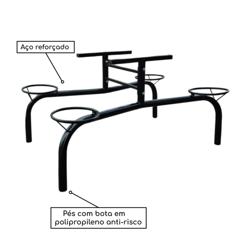 Mesa para Refeitório Fixo 04 Lugares MDP BRANCO DE 25 MM 50052 KAIRÓS OFFICE Fixo 6