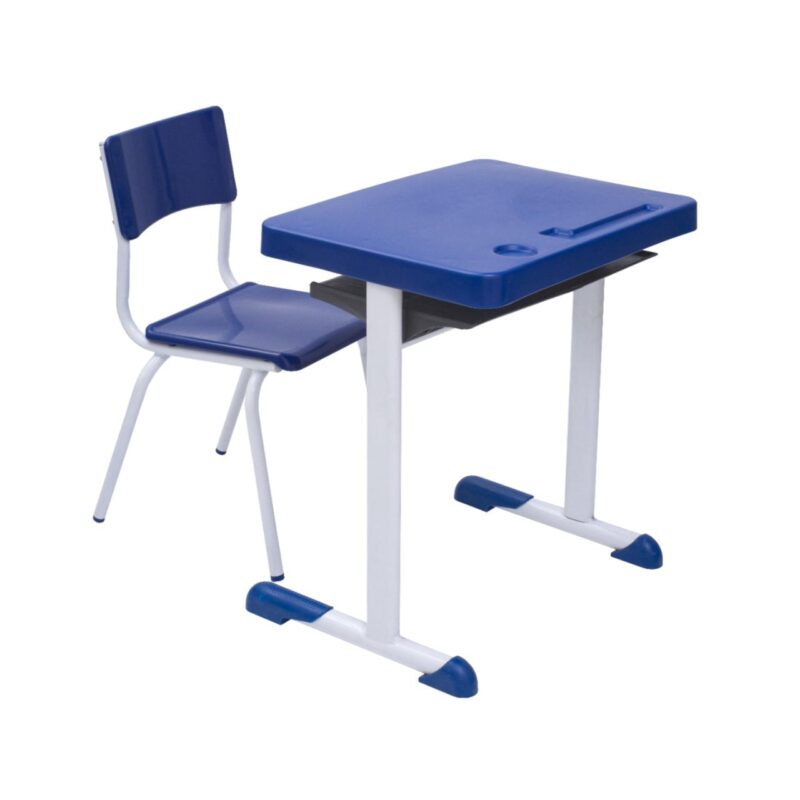 Kit Escolar Individual AZUL – (Mesa e Cadeira) – JUVENIL 06 a 09 Anos 40999 KAIRÓS OFFICE Conjunto Escolar 3