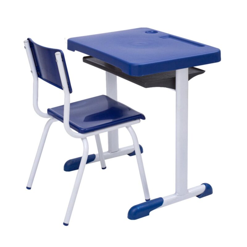 Kit Escolar Individual AZUL – (Mesa e Cadeira) – JUVENIL 06 a 09 Anos 40999 KAIRÓS OFFICE Conjunto Escolar 4