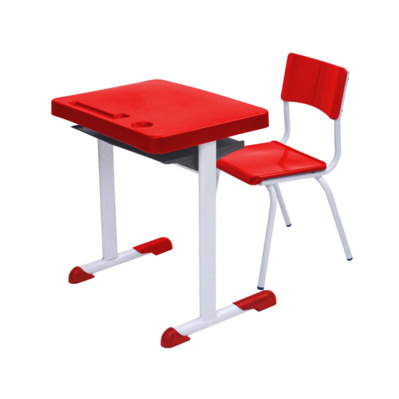 Kit Escolar Individual – (Mesa e Cadeira) – INFANTIL 03 a 06 Anos COR VERMELHO – 41090 Kairós Office Conjunto Escolar 2