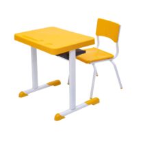 Kit Escolar Individual – (Mesa e Cadeira) – INFANTIL 03 a 06 Anos COR AMARELO – 41087 Kairós Office